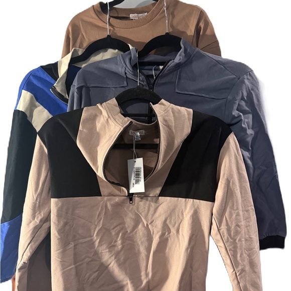 Girls Colorblock Quarter-Zip Pullover and sweatshirt bundle of 4 - Picture 3 of 10